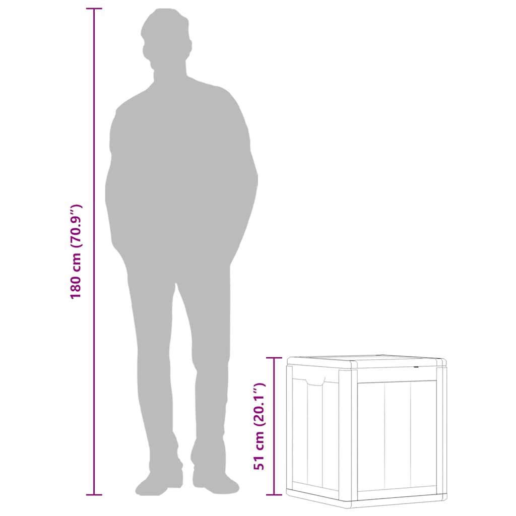 Garden Storage Box 90L Grey PP Wood Look