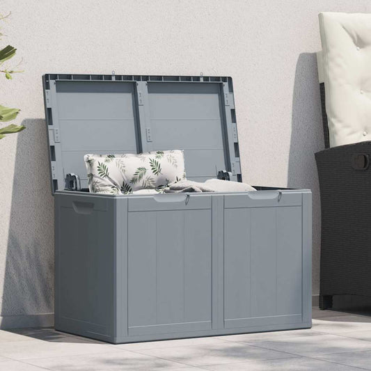 151234 vidaXL Garden Storage Box 180L Grey PP Wood Look