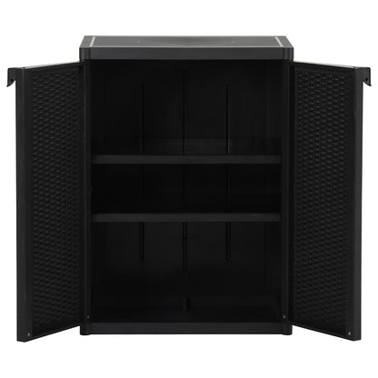 Garden Storage Cabinet Black 65x45x88 cm PP Rattan
