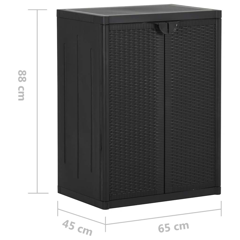 Garden Storage Cabinet Black 65x45x88 cm PP Rattan
