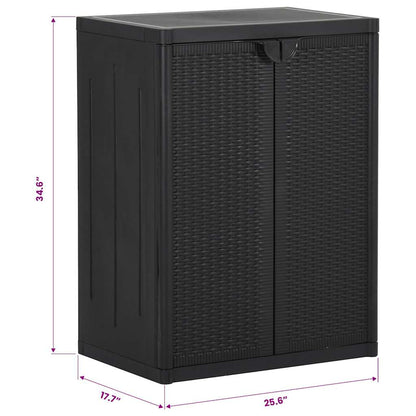 Garden Storage Cabinet Black 65x45x88 cm PP Rattan