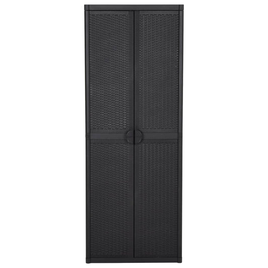 Garden Storage Cabinet Black 65x45x172 cm PP Rattan