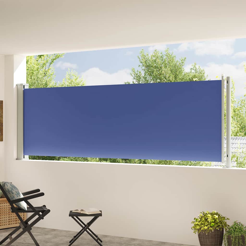 Patio Retractable Side Awning 117x614 cm Blue