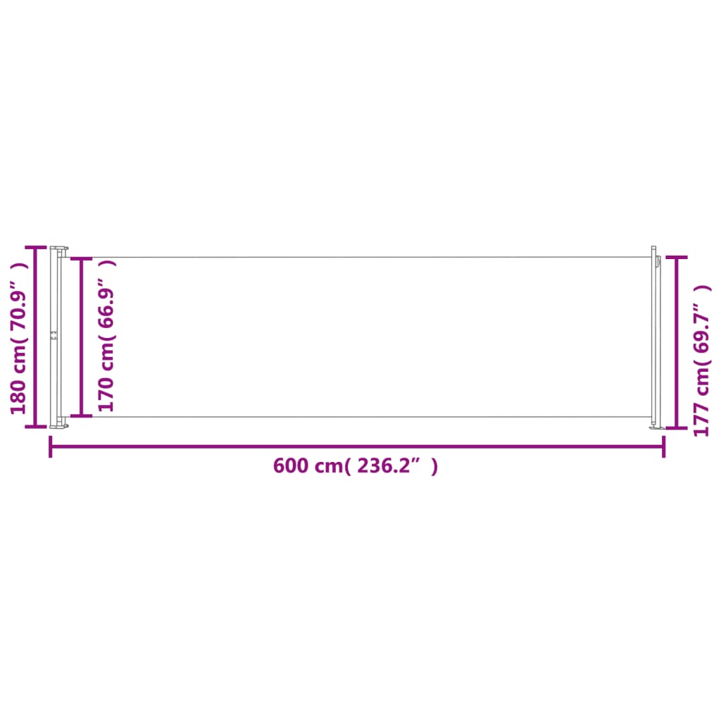 Patio Retractable Side Awning 180x600 cm Blue