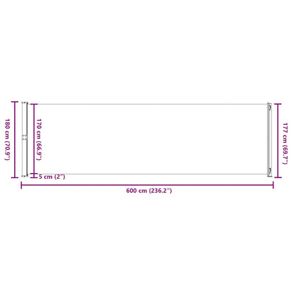 Patio Retractable Side Awning 180x600 cm Red