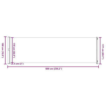 Patio Retractable Side Awning 180x600 cm Grey