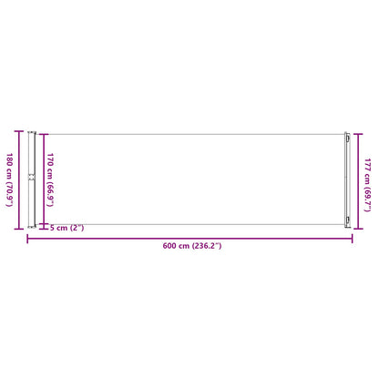 317969 vidaXL Patio Retractable Side Awning 180x600 cm Brown