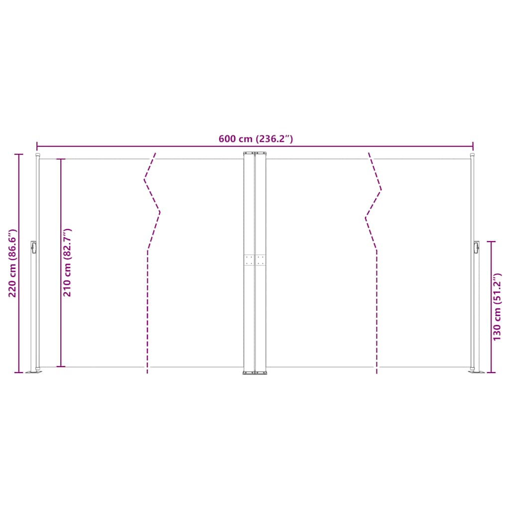 Retractable Side Awning Red 200x600 cm