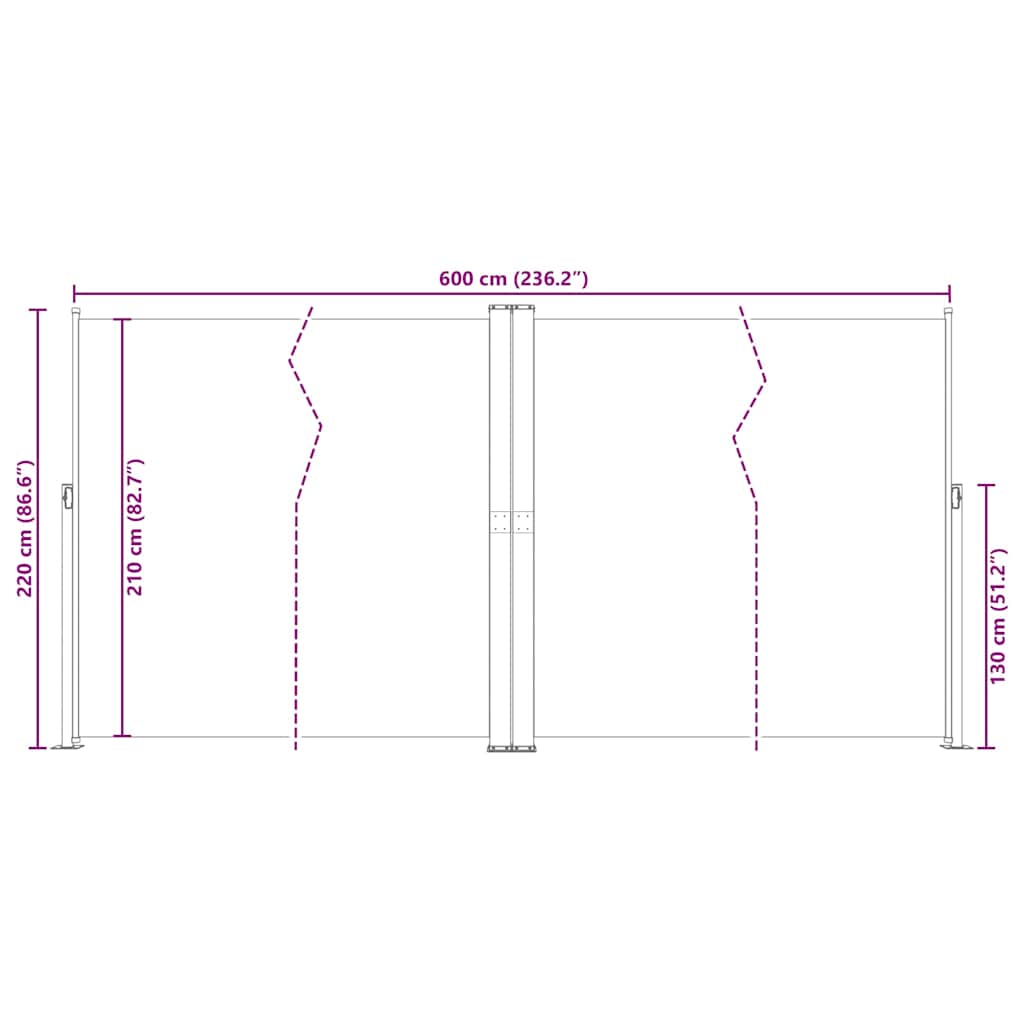 318011 vidaXL Retractable Side Awning Red 200x600 cm