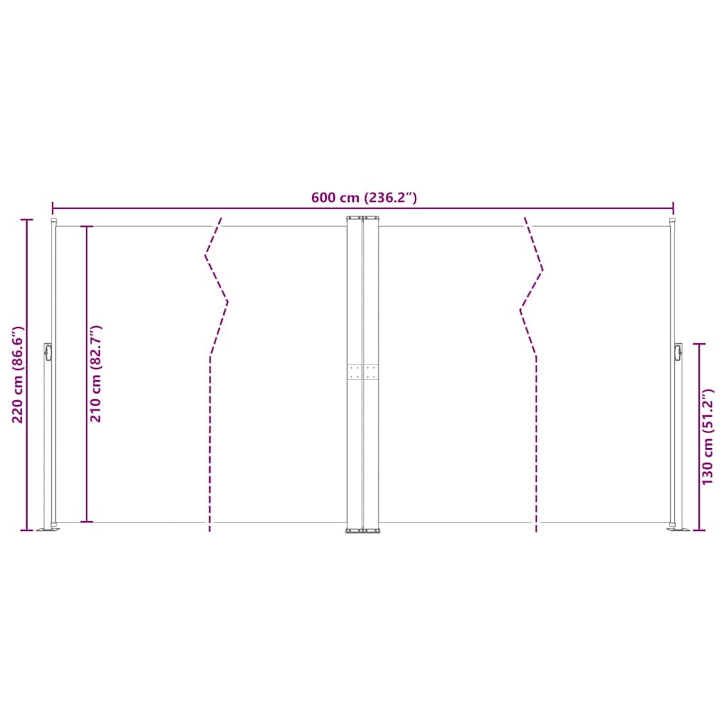 318017 vidaXL Retractable Side Awning Red 220x600 cm