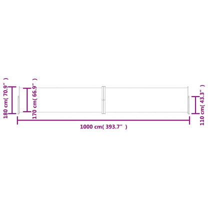 Retractable Side Awning Cream 180x1000 cm