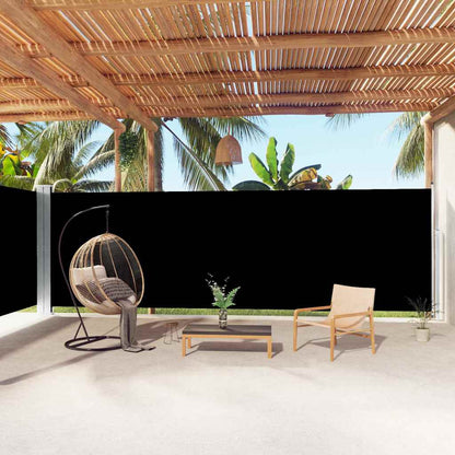 318042 vidaXL Retractable Side Awning Black 200x1000 cm