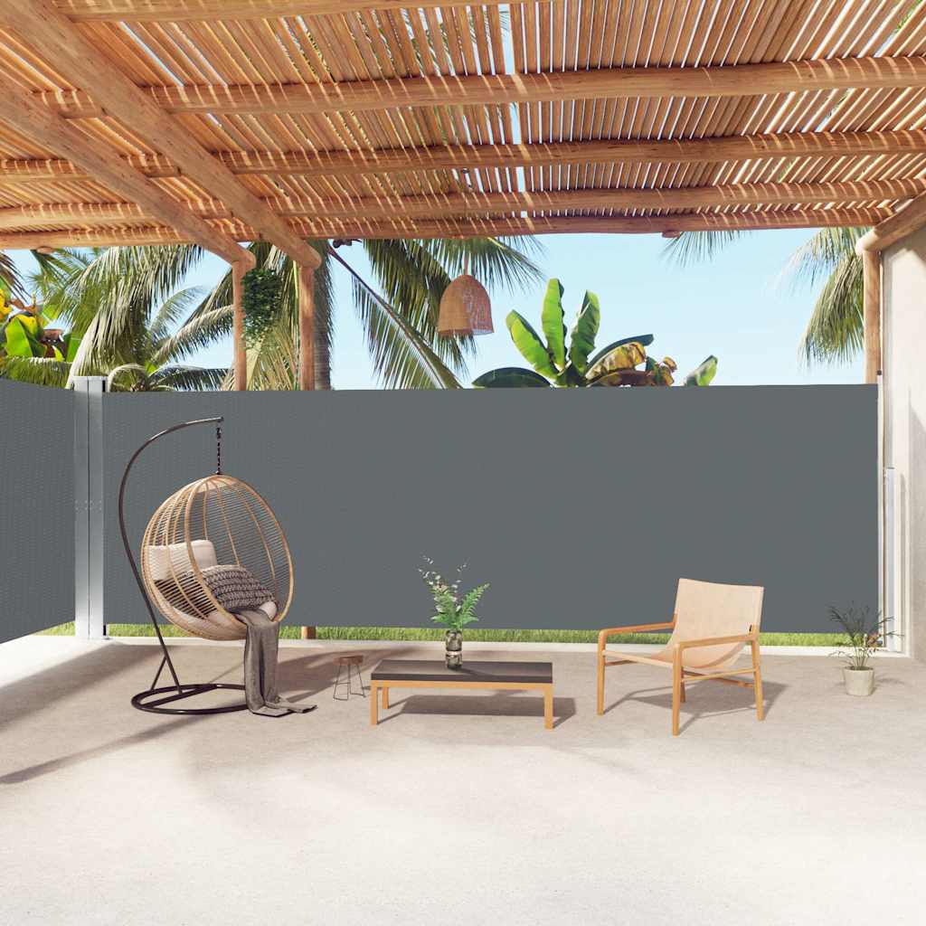 318044 vidaXL Retractable Side Awning Anthracite 200x1000 cm