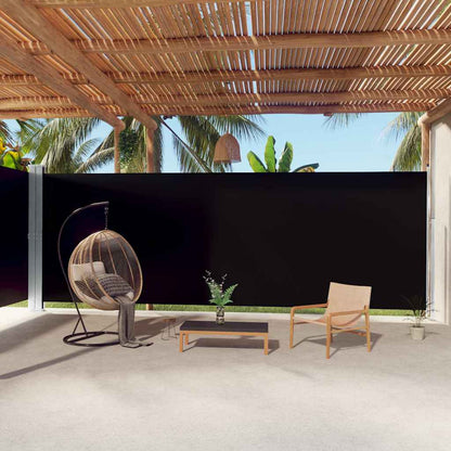 318048 vidaXL Retractable Side Awning Black 220x1000 cm