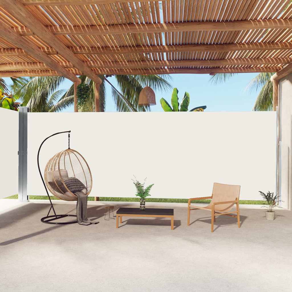 318049 vidaXL Retractable Side Awning Cream 220x1000 cm