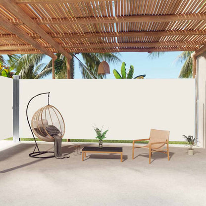 318049 vidaXL Retractable Side Awning Cream 220x1000 cm