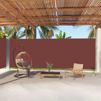 318051 vidaXL Retractable Side Awning Brown 220x1000 cm