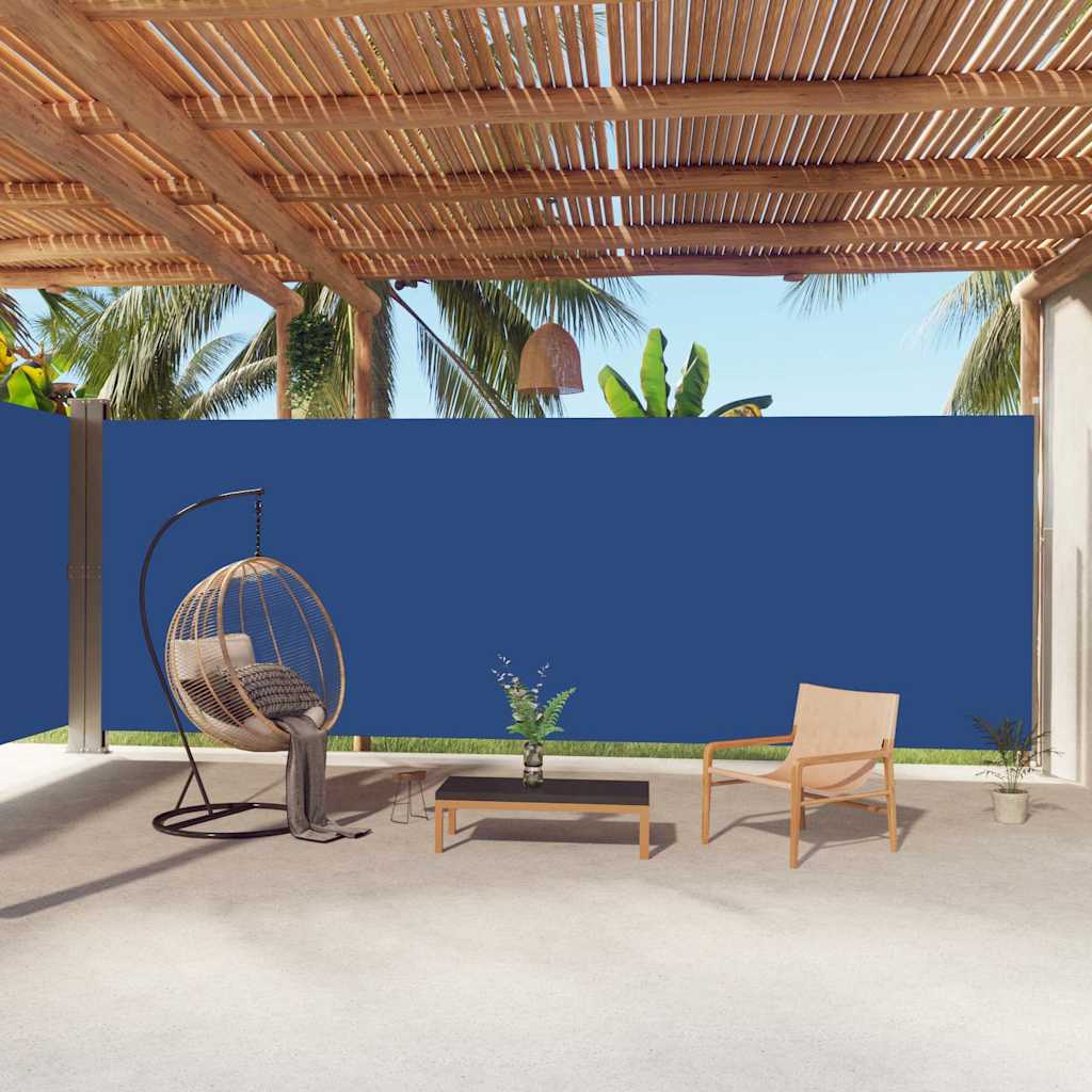 318052 vidaXL Retractable Side Awning Blue 220x1000 cm