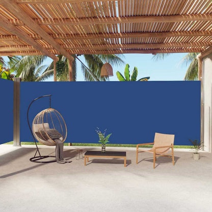318052 vidaXL Retractable Side Awning Blue 220x1000 cm