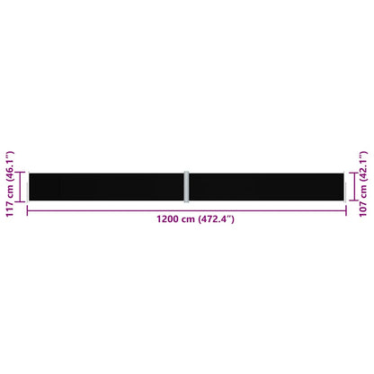 Side Awning | Black | Polyester with PU coating, Steel, Aluminium