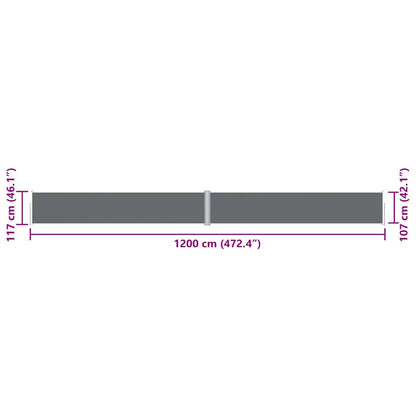 Retractable Side Awning Anthracite 117x1200 cm