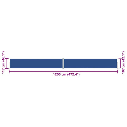 Retractable Side Awning Blue 117x1200 cm