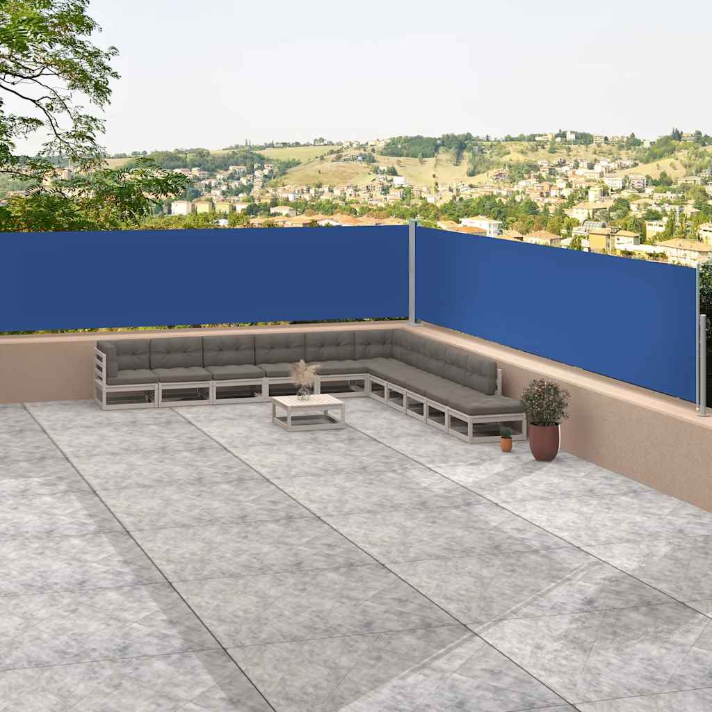 Retractable Side Awning Blue 117x1200 cm