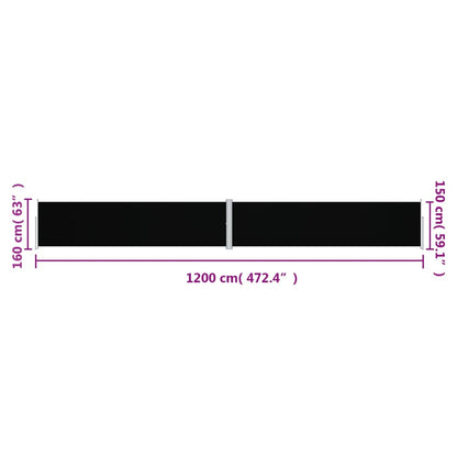 Side Awning | Black | Polyester with PU coating, steel, aluminium