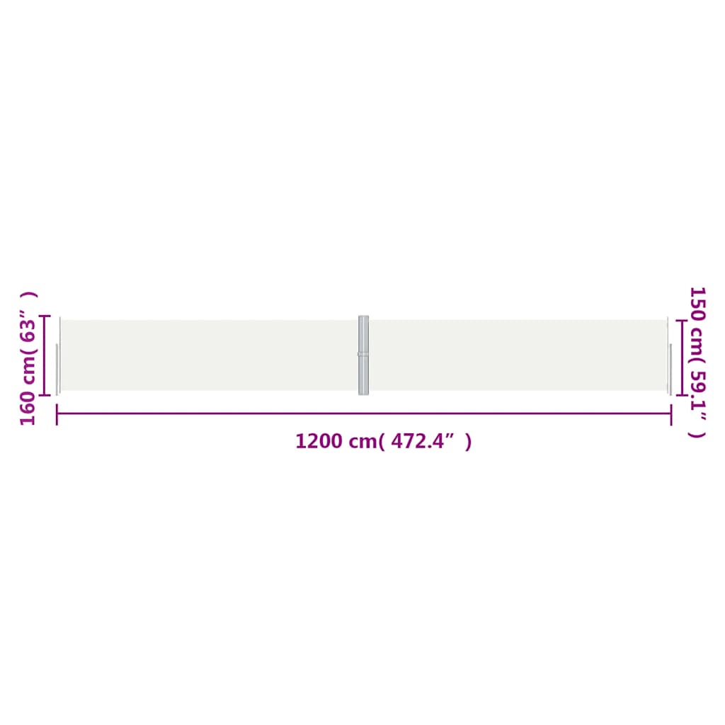 Retractable Side Awning Cream 160x1200 cm