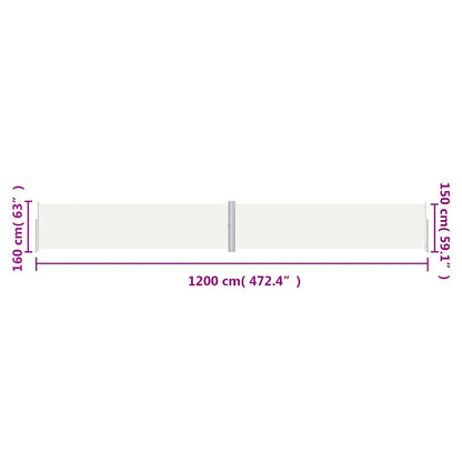 Retractable Side Awning Cream 160x1200 cm