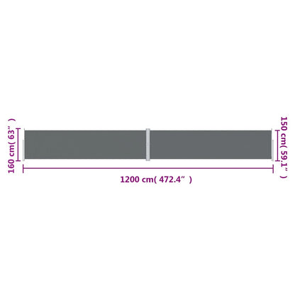 Retractable Side Awning Anthracite 160x1200 cm