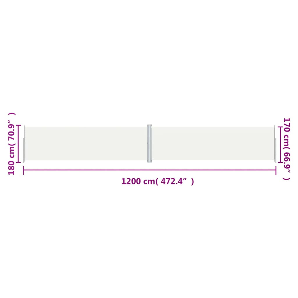 Retractable Side Awning Cream 180x1200 cm