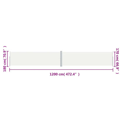 Retractable Side Awning Cream 180x1200 cm