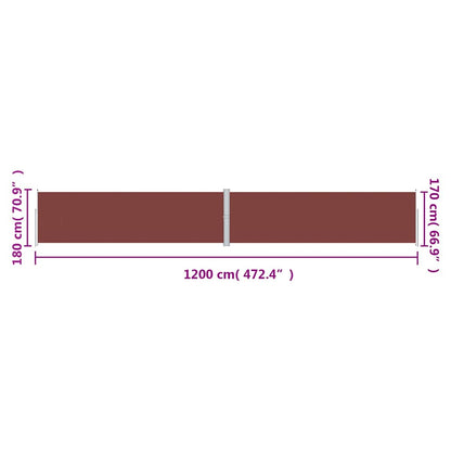 318075 vidaXL Retractable Side Awning Brown 180x1200 cm