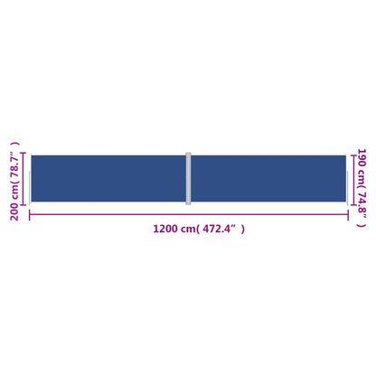 Retractable Side Awning Blue 200x1200 cm