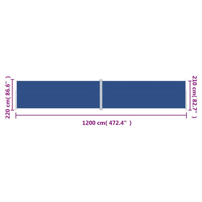Retractable Side Awning Blue 220x1200 cm