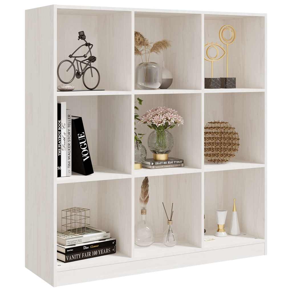 809973 vidaXL Book Cabinet/Room Divider White 104x33,5x110 cm Solid Wood Pine