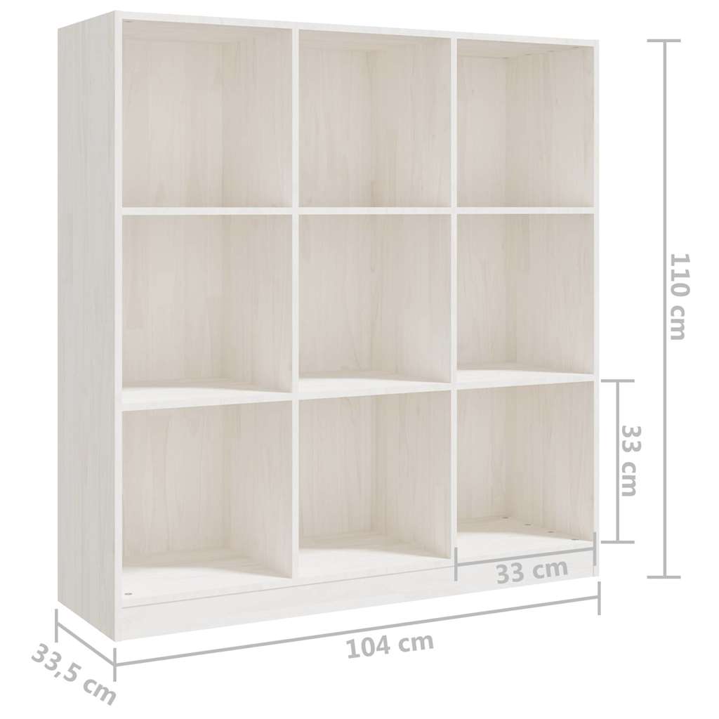 809973 vidaXL Book Cabinet/Room Divider White 104x33,5x110 cm Solid Wood Pine