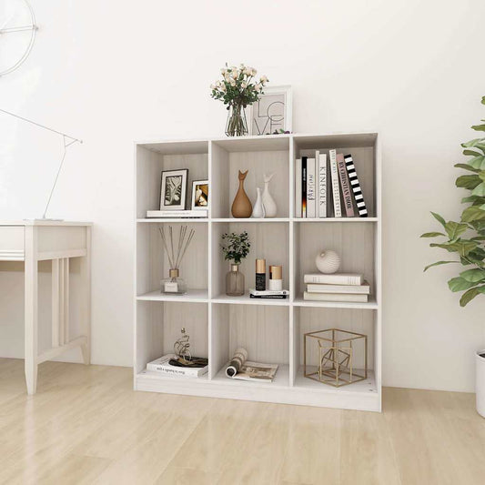 809973 vidaXL Book Cabinet/Room Divider White 104x33,5x110 cm Solid Wood Pine