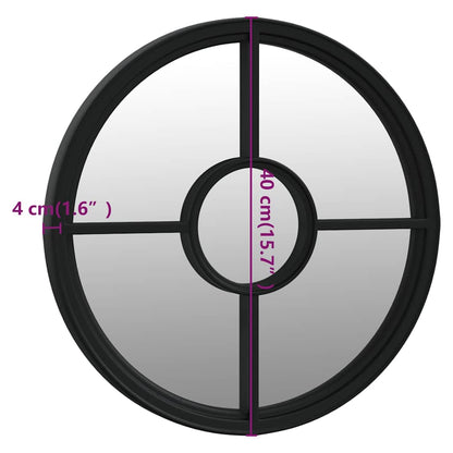 Mirror Black 40x4 cm Iron Round for Indoor Use