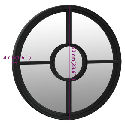 Mirror Black 60x4 cm Iron Round for Indoor Use