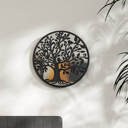 Mirror Black 40x2,5 cm Iron Round for Indoor Use