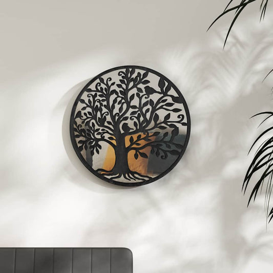 Mirror Black 40x2,5 cm Iron Round for Indoor Use
