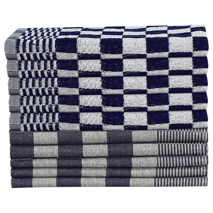 20 Piece Towel Set Blue and White Cotton