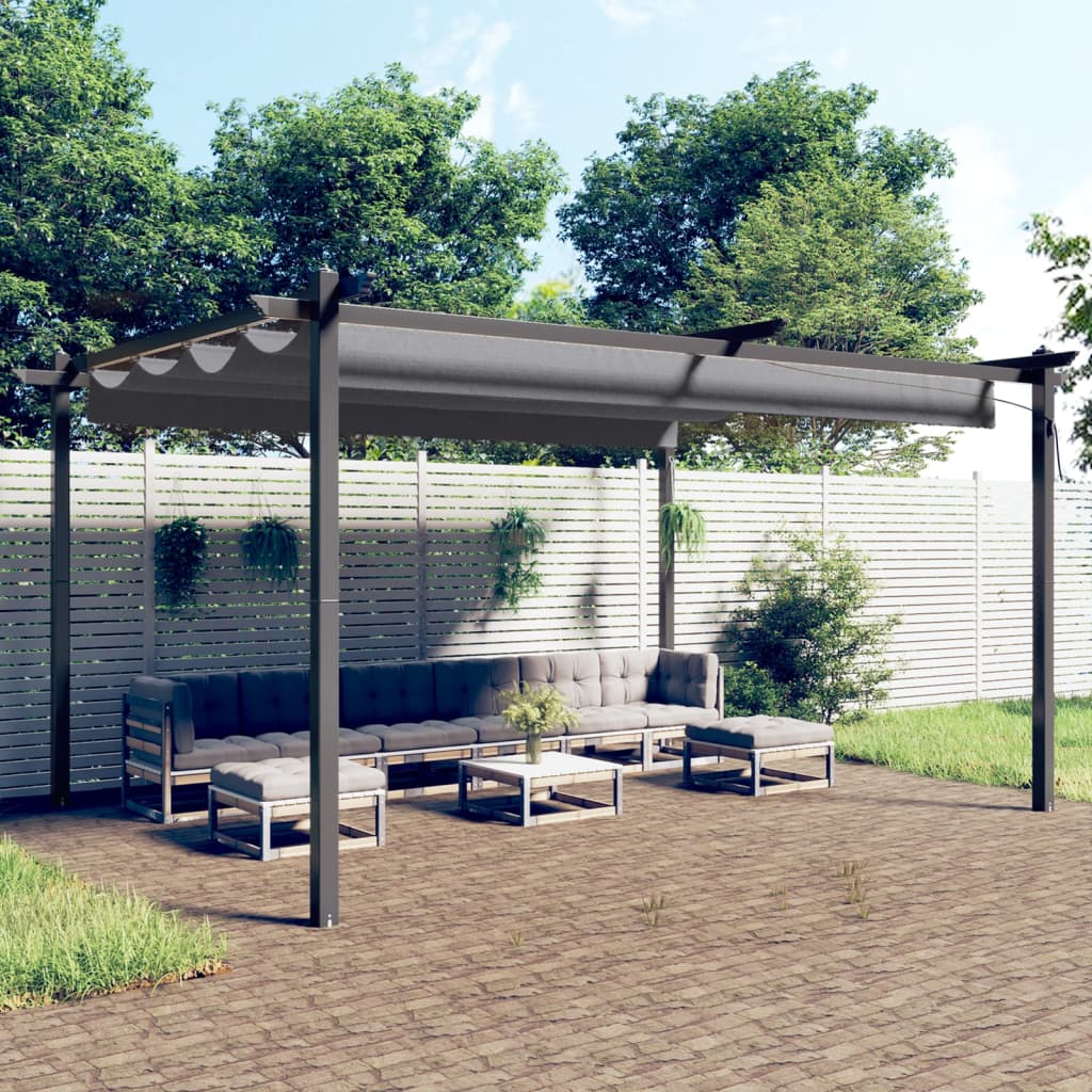 Garden Gazebo with Retractable Roof 4x3 m Anthracite