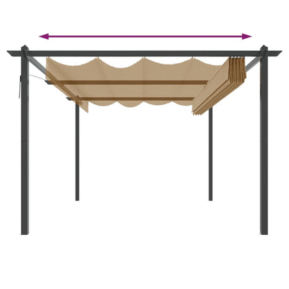 Garden Gazebo with Retractable Roof 4x3 m Taupe