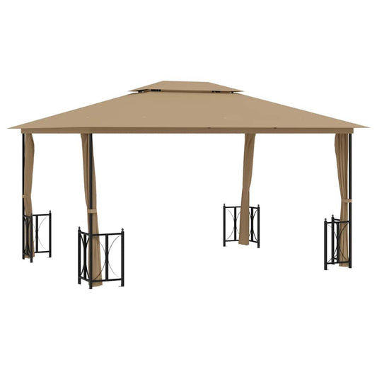Gazebo with Sidewalls&Double Roofs 3x4 m Taupe
