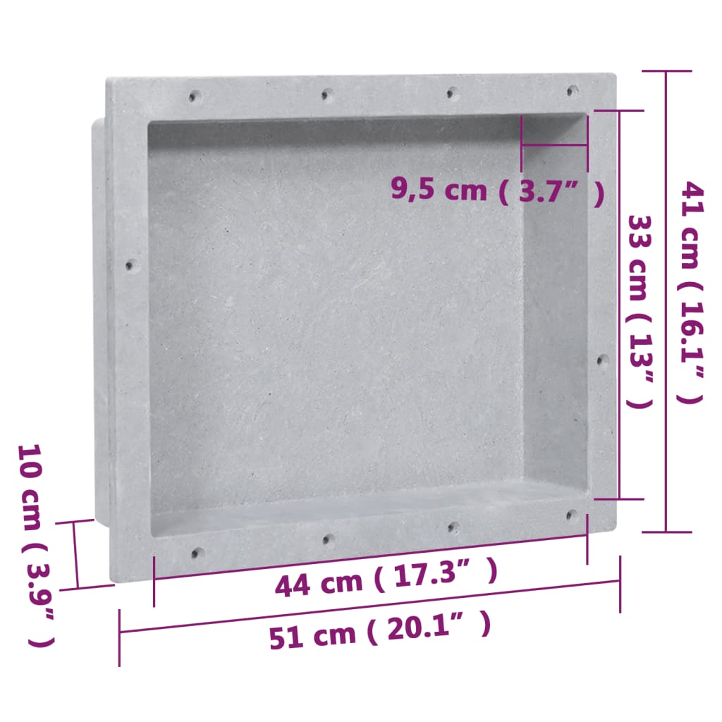 Shower Niche Matt Grey 41x51x10 cm