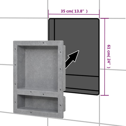 Shower Niche with 2 Compartments Matt Grey 41x51x10 cm