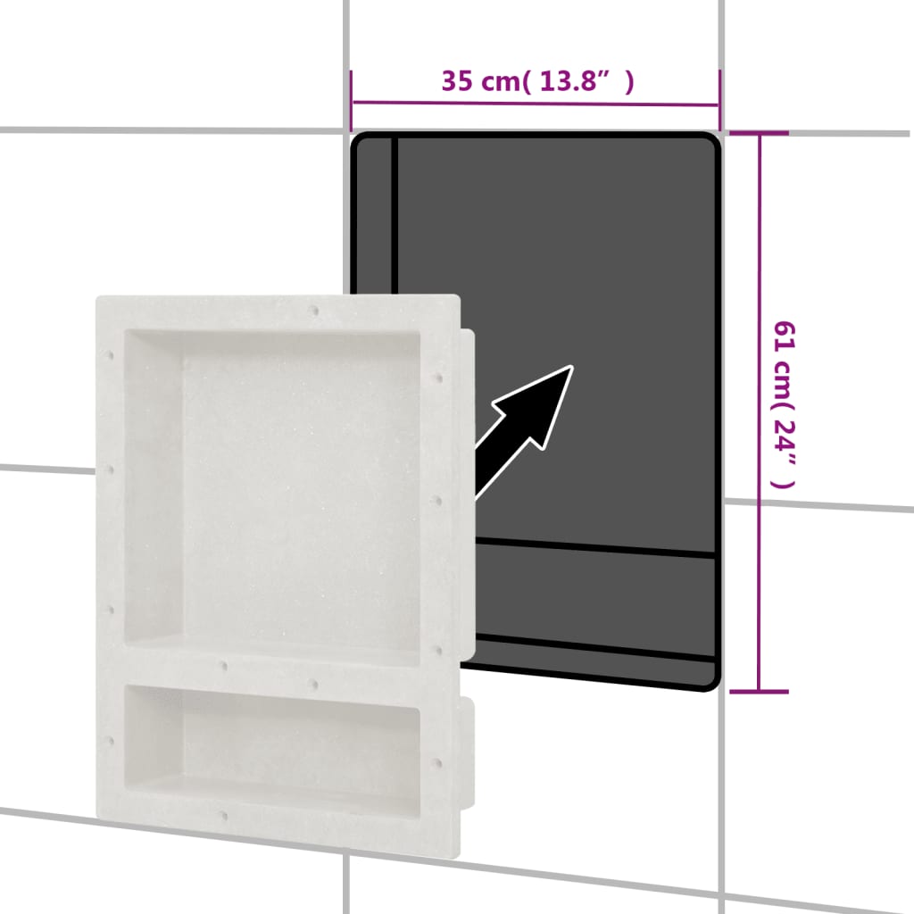 Shower Niche with 2 Compartments Matt White 41x51x10 cm